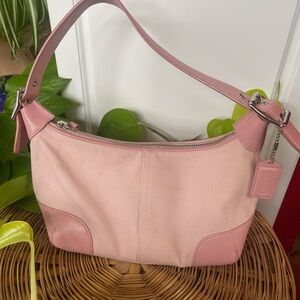 Coach Pink Canvas & Leather Shoulder Hobo